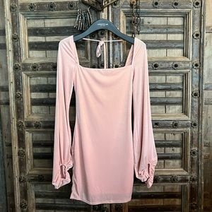 NEVER WORN - Lucy in the sky, pink shimmery long puff sleeves dress